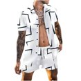 thumbnail image 1 of Honeeladyy Men's 2 Pieces Shirts Set Casual Short Sleeve Button Down Shirts and Shorts Outfits #Wb-White-XXXL, 1 of 6