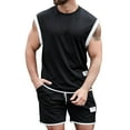 thumbnail image 1 of Honeeladyy Men's 2 Pieces Shirts Set Casual Short Sleeve Button Down Shirts and Shorts Outfits #Xb-Black-L, 1 of 9