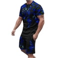thumbnail image 1 of Honeeladyy Men's 2 Pieces Short Sets Cotton Henley Shirts Short Sleeve Casual Beach Shorts Summer Yoga Outfits #Lc-Blue-XXXL, 1 of 5
