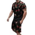 thumbnail image 1 of Honeeladyy Men's 2 Pieces Short Sets Cotton Henley Shirts Short Sleeve Casual Beach Shorts Summer Yoga Outfits #Lc-Red-XXXL, 1 of 5