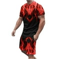 thumbnail image 1 of Honeeladyy Men's 2 Pieces Short Sets Cotton Henley Shirts Short Sleeve Casual Beach Shorts Summer Yoga Outfits #Pc-Red-XXXL, 1 of 5