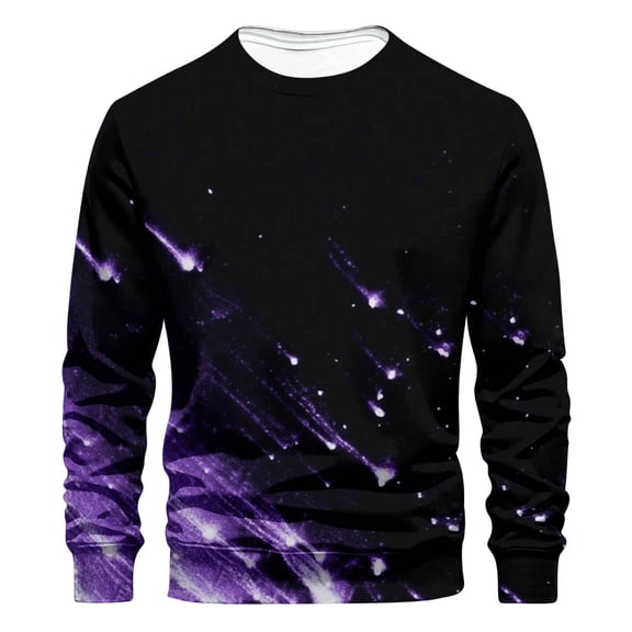 Honeeladyy Men's 3D Print T Shirts Funny Graphics Pattern Crewneck Long Sleeve Tees Athletics Workout Top #Ij-Purple-XXL