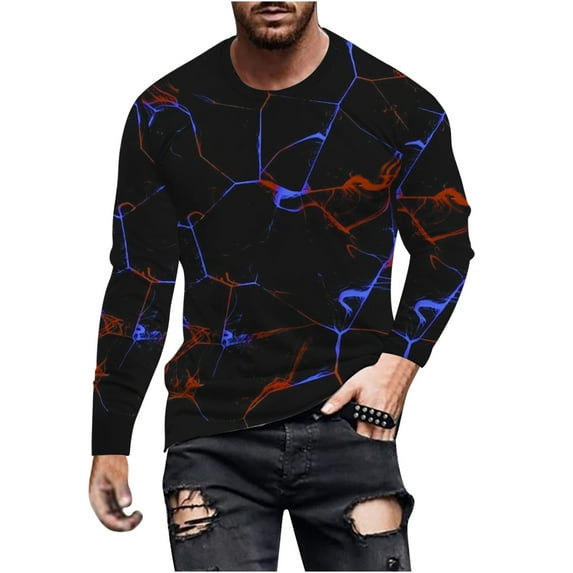 Honeeladyy Men's 3D Print T Shirts Funny Graphics Pattern Crewneck Long Sleeve Tees Athletics Workout Top #Ni-Black-XXL