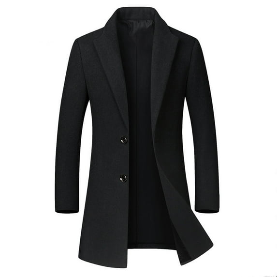 Honeeladyy Men's And Winter Business Woolen Coat Double Breasted Lapel Mid Length Coat Coat Trench Coat Men