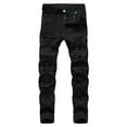 thumbnail image 1 of Honeeladyy Men's Casual Cotton Straight Ripped Hole Trousers Jeans Pants Full Length Pants Mens Sweatpants, 1 of 9