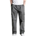 thumbnail image 1 of Honeeladyy Men's Casual Fashion Loose Plus Size Outdoors Sports Trousers Long Pants Mens Linen Pants, 1 of 9