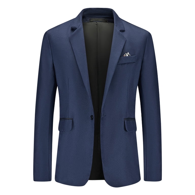 Men's Lightweight Blazer Jacket - One Button Sport Coat, Business Casual Dark Blue