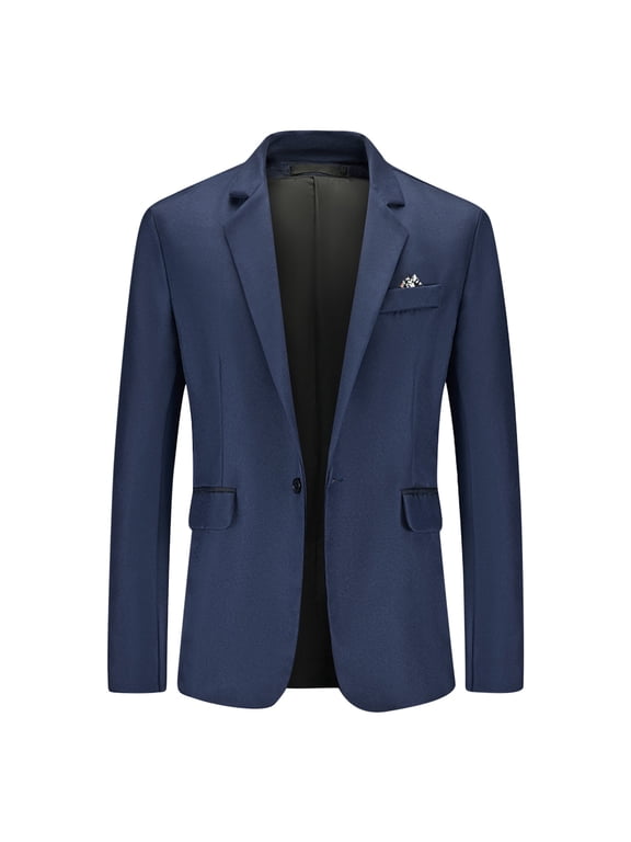 Men's Casual Lightweight Blazer Sport Coat One Button Business Suit Jacket Navy M