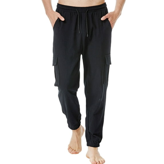 Honeeladyy Men's Drawstring Drawstring Elastic Waist Drawstring Casual Pants Lounge Pants Household Pants Trousers Long Pants Dress Pants for Men