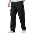 thumbnail image 1 of Honeeladyy Men's Fleece Lined Pants Sweatpants Straight Leg Cotton Open Bottem Yoga Thermal Pockets Cargo Pants for Men, 1 of 8