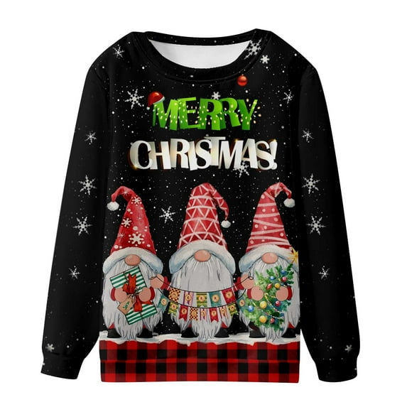 Honeeladyy Men's Hoodie Sweatshirt ,Men Casual Fashion Round Neck Sweatshirt Christmas 3D Digital Printing Pullover Long Sleeve Tops