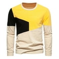 thumbnail image 1 of Honeeladyy Men's Long Sleeve Henley Shirts 4 Button Soft Cotton Casual Tees Reglan Sleeve Tshirt Contrast Color Slim Fit Top #Og-Yellow-XL, 1 of 1
