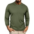 thumbnail image 1 of Honeeladyy Men's Ribbed Henley Shirt Slim Fit Long Sleeve Casual T-Shirt #Qg-Army Green-L, 1 of 1