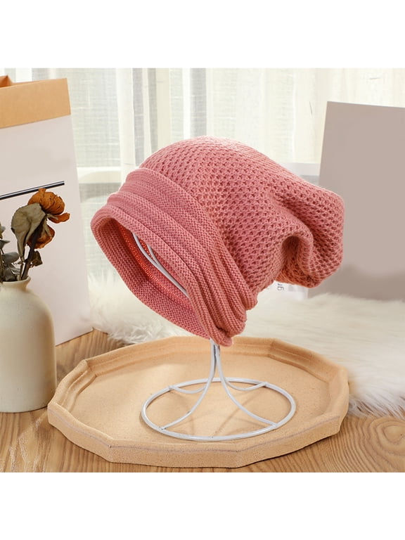 Men's Slouch Beanie Casual Solid Color Soft Comfortable Breathable Knit Skull Cap Long Baggy Hip-Hop Fall Winter Hat Gifts for Your Family or Friends, Pink