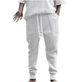 thumbnail image 1 of Honeeladyy Men's Solid Color Sport Loose Pleated Small Legs Lace-up Solid Color Full Length Pants Thanksgiving Gifts White XL, 1 of 5