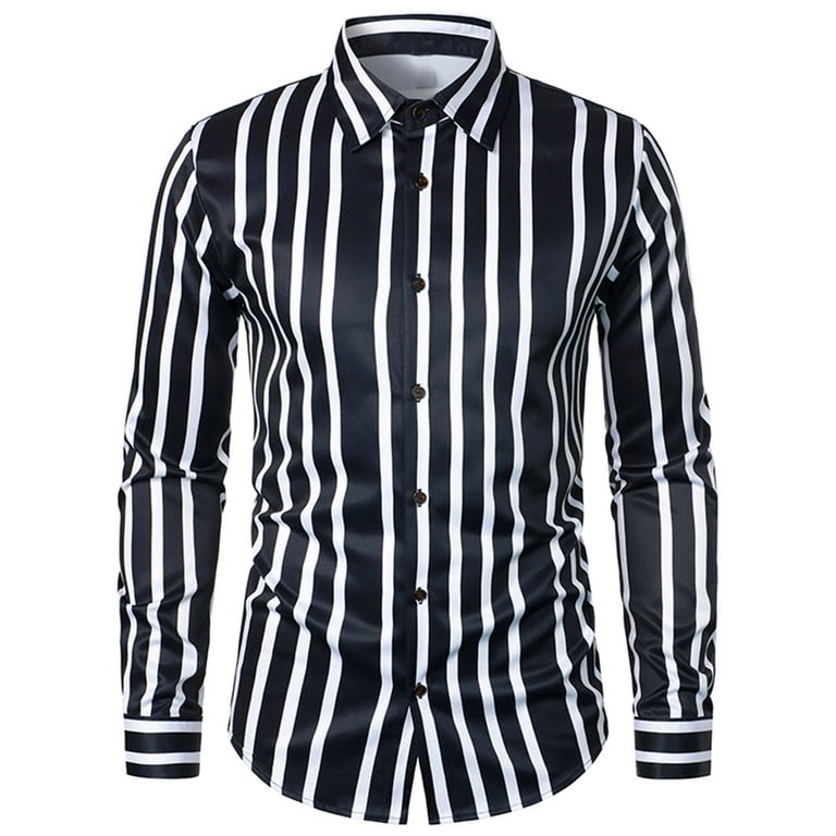 Casual Stripe Buttons Turndown Collar Blouses Casual Stripe Buttons Turndown Collar Blouses