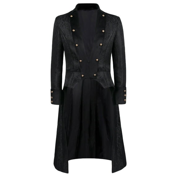 Honeeladyy Men's Steampunk Vintage Tailcoat Jacket Gothic Victorian Frock Coat Uniform