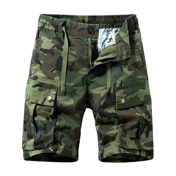 Honeeladyy Men's Summer Camouflage Outdoors Casual Have Pockets Button Zipper Drawstring Sport Shorts Pants Men's printed Shorts