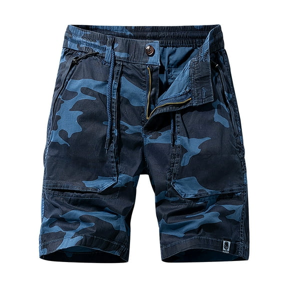 Honeeladyy Men's Summer Camouflage Outdoors Casual Have Pockets Button Zipper Drawstring Sport Shorts Pants Mens Summer Short Pants