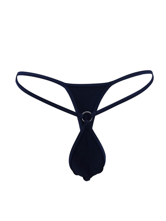 Men's Summer Thin Transparent Ice Silk Boxers Soft Breathable Attractive Mini Men's Thong Personality Hoop Fashion Low Waist T Pants Swimsuit Underwear