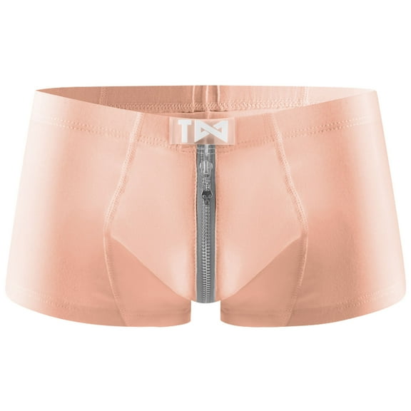 Honeeladyy Men's Summer Thin Transparent Ice Silk Boxers Soft Breathable Men Casual Fashion Solid Boxers Breathable Zipper Butt Lift Underwear