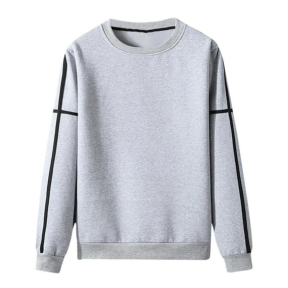 Honeeladyy Men's Sweatshirt,Men Casual Solid Basic Pullover Round Neck Sweater Top With Webbing Design