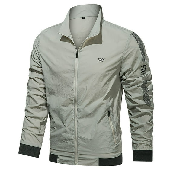 Honeeladyy Men's Thin Jacket Casual Sports Windbreaker Hooded Solid Color Coat Jackets for Men