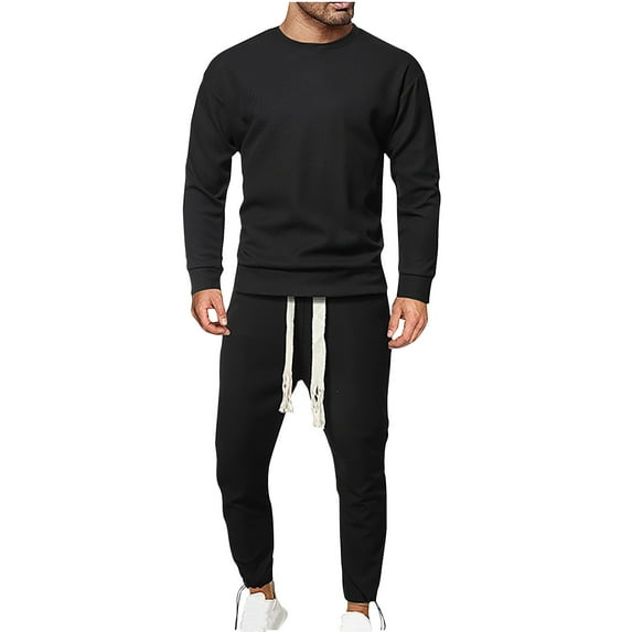 Honeeladyy Men's Tracksuit 2 Piece Sweatsuit Set Long Sleeve Pullover Athletic Suit For Sports Casual Fitness Jogging #Cc-Black-XXXXL