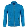 thumbnail image 1 of Honeeladyy Men's Zip Fleece Jacket Long Sleeve Slim Coat Blue L, 1 of 3