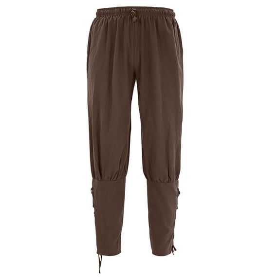 Honeeladyy Mens Ankle Banded Pants Medieval Viking Navigator Pirate Costume Trousers Renaissance Gothic Pants for Performance New Year Gift for Husband Wine XXXL