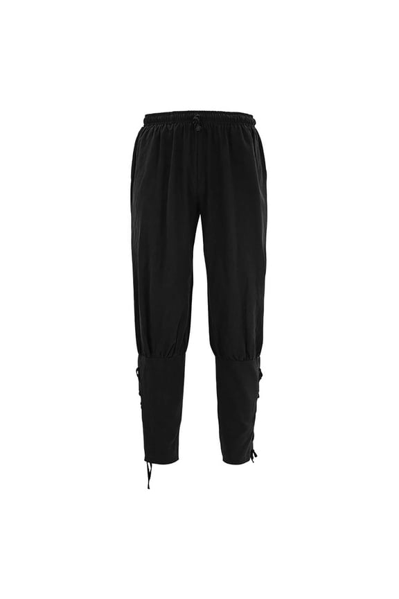 Mens Ankle Banded Pants Medieval Viking Navigator Pirate Costume Trousers Renaissance Gothic Pants for Performance Birthday Gifts for Boyfriend Black L