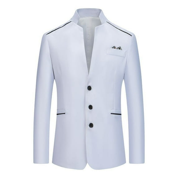 Honeeladyy Mens Blazer Jacket Slim Fit Solid Color Formal Blazer Suit Jacket White M