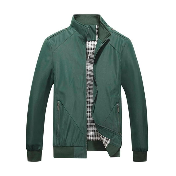 Honeeladyy Mens Bomber Zipper Jackets, Spring Fall Slim Fit Thin Lightweight Coat Varsity Jacket Casual Active Outwear Army Green XXXL