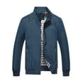 thumbnail image 1 of Honeeladyy Mens Bomber Zipper Jackets, Spring Fall Slim Fit Thin Lightweight Coat Varsity Jacket Casual Active Outwear Dark Blue L, 1 of 9