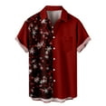thumbnail image 1 of Honeeladyy Mens Christmas Button Down Shirt Snowflake Print Party Short Sleeve Tops Summer Holiday Hawaiian Beach Shirts Christmas Gifts for Son Wine S, 1 of 5
