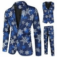 thumbnail image 1 of Honeeladyy Mens Christmas Suit 3 Piece Slim Fit Suit Set Xmas Holiday Party Tuxedo Suits Blazer Jacket Vests Pants Men Suit Set Blue XXL, 1 of 8