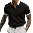thumbnail image 1 of Honeeladyy Mens Classic Short Sleeve Shirt Zip Up Casual Summer Solid Color T-Shirts Business Tees for Work New Year Gift for Son Dark Gray XL, 1 of 7