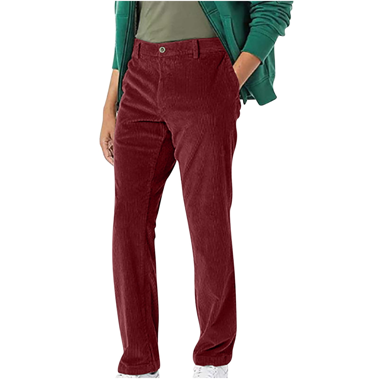 Honeeladyy Mens Corduroy Expandable Waist Classic Loose