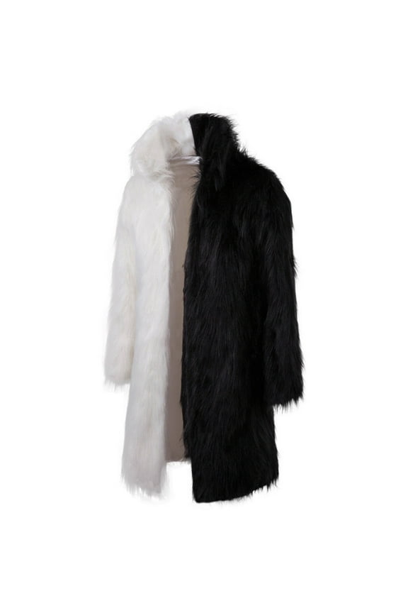 Mens Faux Fur Coat Jackets Winter Hip Hop Long Thicken Coats Fluffy Warm Cardigan Parka Luxury Party Overcoat Black XXXL