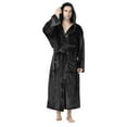 thumbnail image 1 of Honeeladyy Mens Fleece Hooded Long Robe,Winter Warm Plush Bathrobe Soft Fuzzy Loose Fit Nightgown with Pocket and Belt For Home and Spa Anniversary Gift Black XXXL, 1 of 1
