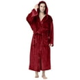 thumbnail image 1 of Honeeladyy Mens Fleece Hooded Long Robe,Winter Warm Plush Bathrobe Soft Fuzzy Loose Fit Nightgown with Pocket and Belt For Home and Spa Thanksgiving Gift Wine XXXL, 1 of 4