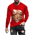 thumbnail image 1 of Honeeladyy Mens Funny 3D Muscle Printed T-Shirts Long Sleeve Graphic Tees Fall Winter Novelty Pullover Blouse Tops #Sg-Red-L, 1 of 1