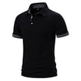 thumbnail image 1 of Honeeladyy Mens Golf Shirt Summer Solid Color Short Sleeve V Neck Button Business Shirts for Office Work Black L, 1 of 7