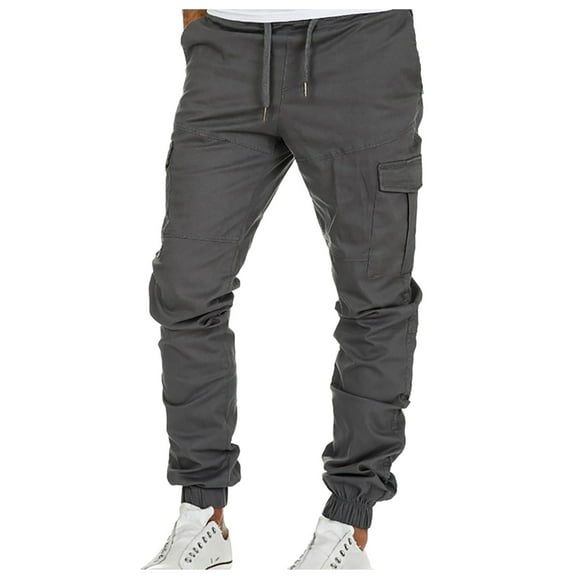 Honeeladyy Mens Jogger Pants, Men's Casual Slim Fit Workout Bodybuilding Sweatpants with Zipper Cargo Pants for Men