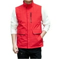 thumbnail image 1 of Honeeladyy Mens Lightweight Quick Dry Outdoor Multi Pockets Fishing Hiking Vest Red XXXL, 1 of 5