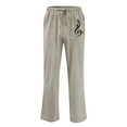 thumbnail image 1 of Honeeladyy Mens Linen Pants Elastic Waist Drawstring Beach Summer Pants Lightweight Linen Trousers Valentines Day Gift for Husband Gray XXL, 1 of 5
