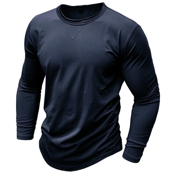 Honeeladyy Mens Long-Sleeve Lightweight Crewneck Top #Sc-Navy-M