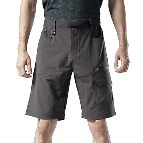 Honeeladyy Mens Plus Size Stretch Quick Dry Shorts Summer Hiking Multi Pocket Sports Shorts