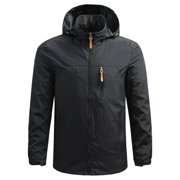 Honeeladyy Mens Protection Jacket Lightweight Full Zip for Running Travel Outdoors Black XXXL
