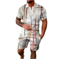 thumbnail image 1 of Honeeladyy Mens Short Sets 2 Piece Outfits Fashion Summer Tracksuits Casual Shirt and Shorts Set #Ad-White-S, 1 of 1
